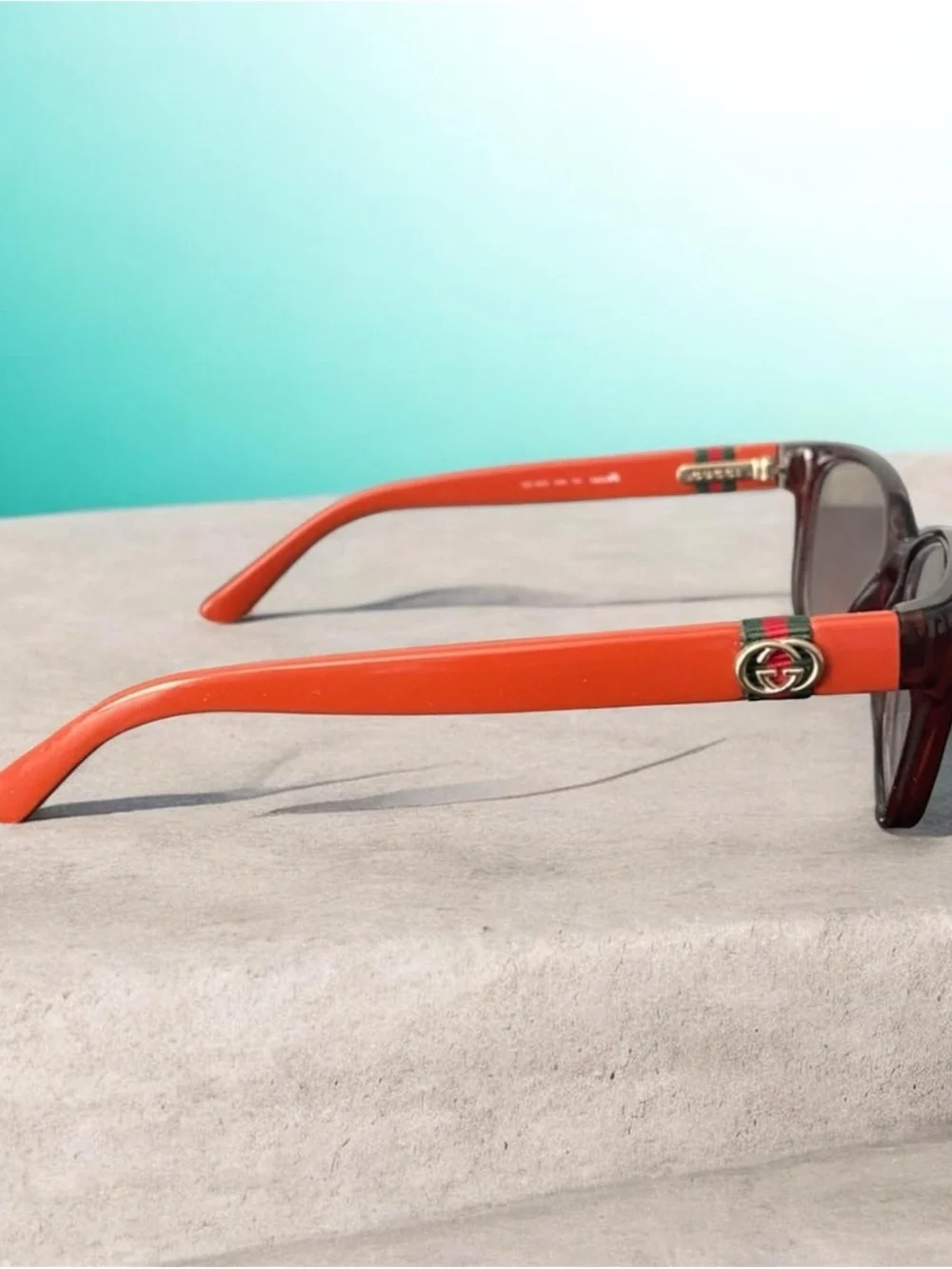 GUCCI GG Women's Eyeglasses 3683 Crystal Brown/Rust Orange Square Frame Italy